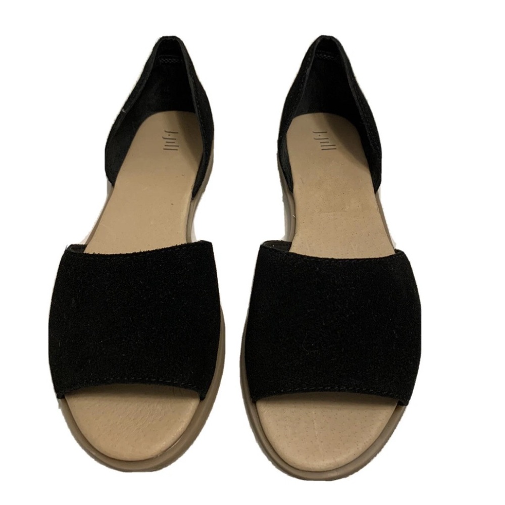J Jill Womens Size 6.5 D’Orsay Open Toe Flat Black Suede Leather Slip On Classic - Picture 7 of 8